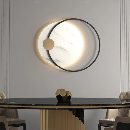 Applique murale LED moderne en métal noir avec marbre - vue 6 sur 8