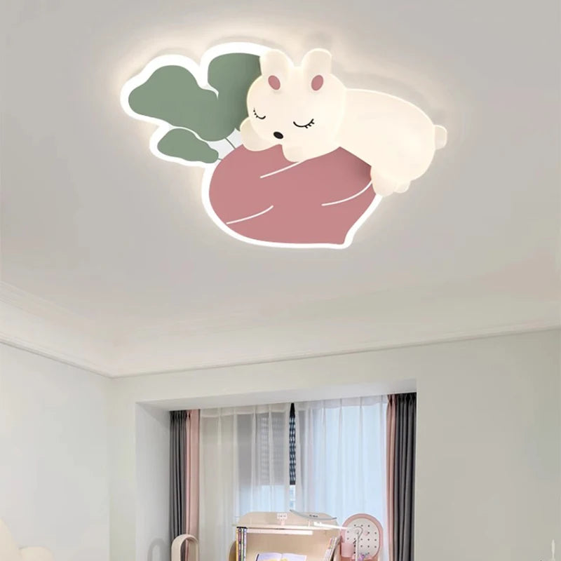 Cartoon Carrot Rabbit Lamps Warm Kids Bedroom Ceiling Light for Baby Girl Boy Childern's Room Lighting 220V Cloud Ceiling Light - vue 5 sur 7