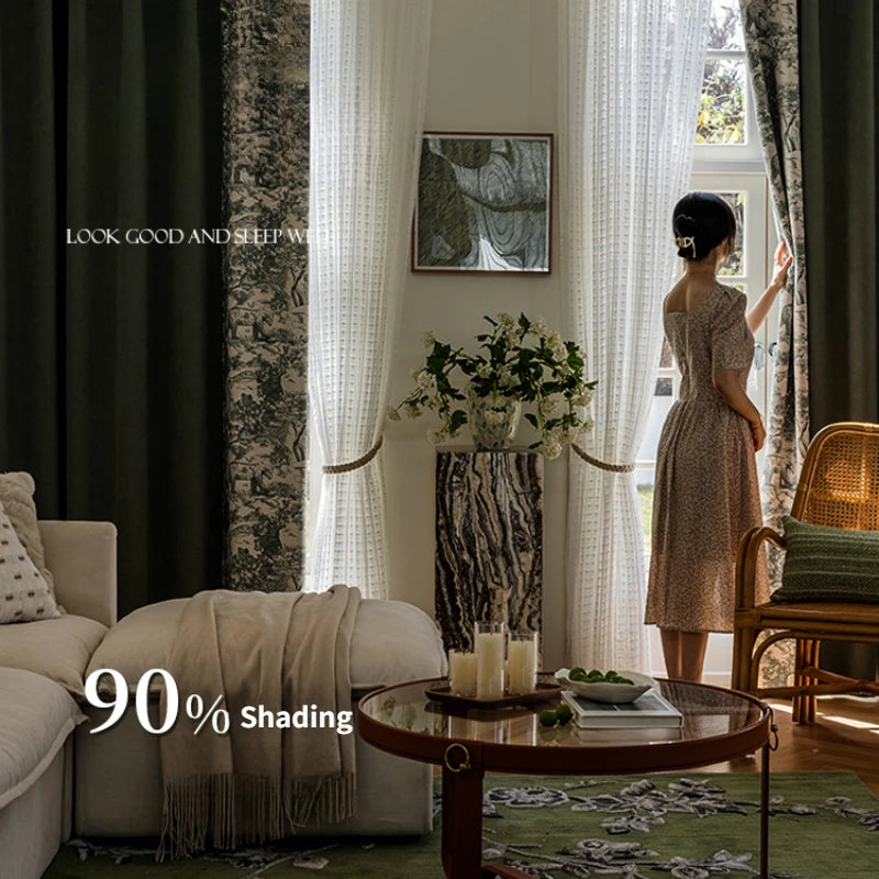 Rideau occultant motif floral moderne sur mesure salon