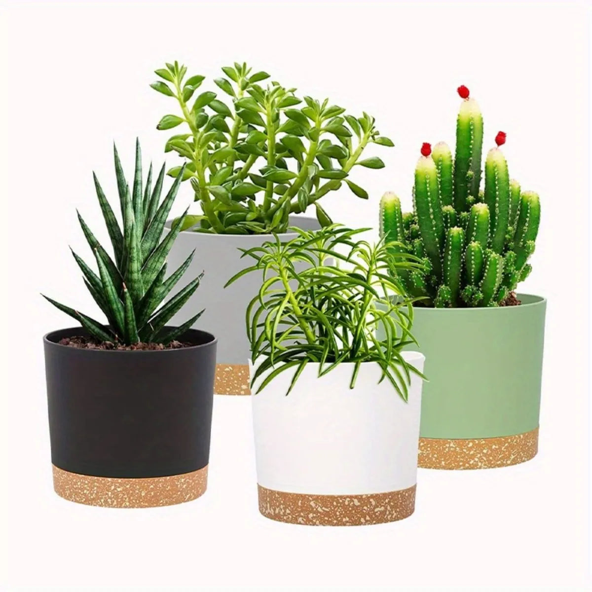 lot de 4 pots de fleurs ronds avec fond amovible et respirant - vue 11 sur 11
