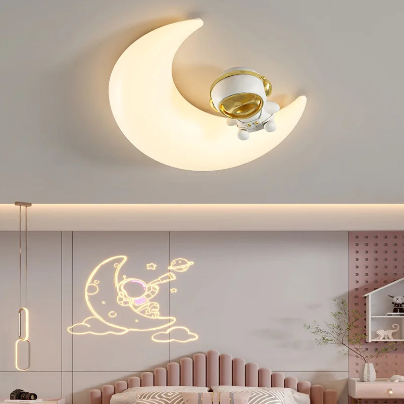 Cartoon Children's Ceiling Lamp Bedroom Ceiling Light Astronaut Star Cloud Moon Lights for Girl Boy Student Baby Room Lighting - vue 2 sur 9