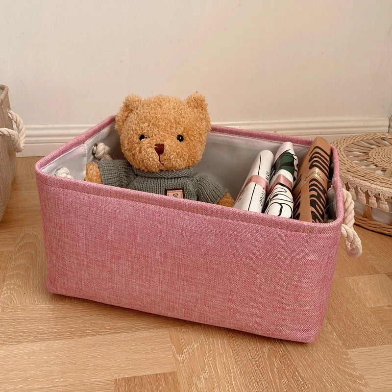 boîte de rangement en lin pour vêtements et jouets divers - vue 11 sur 12