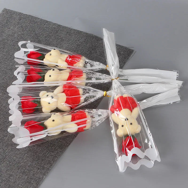 bouquet de roses en savon ourson décorations pour anniversaires et saint-valentin - vue 4 sur 11