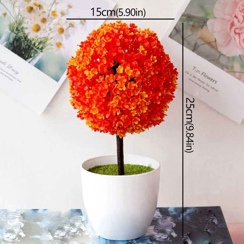 arbre artificiel bonsaï avec fleurs pour décoration intérieure - vue 9 sur 11