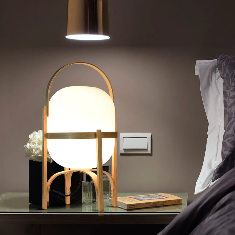 lampe sur pied bois moderne art éclairage table salon étude chambre portable - vue 5 sur 8