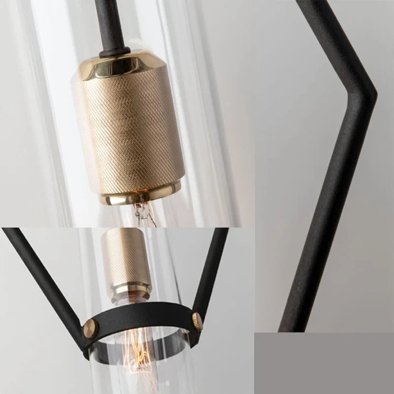 lampes suspendues post-modernes en verre transparent avec cordon ajustable - vue 6 sur 7