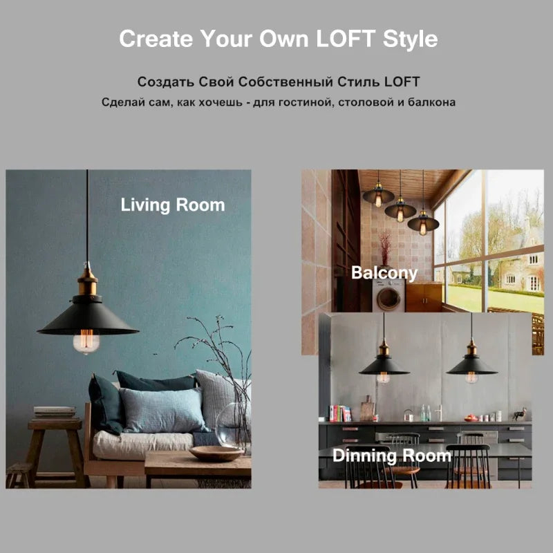 lustre moderne led en métal avec suspension vintage - vue 4 sur 13