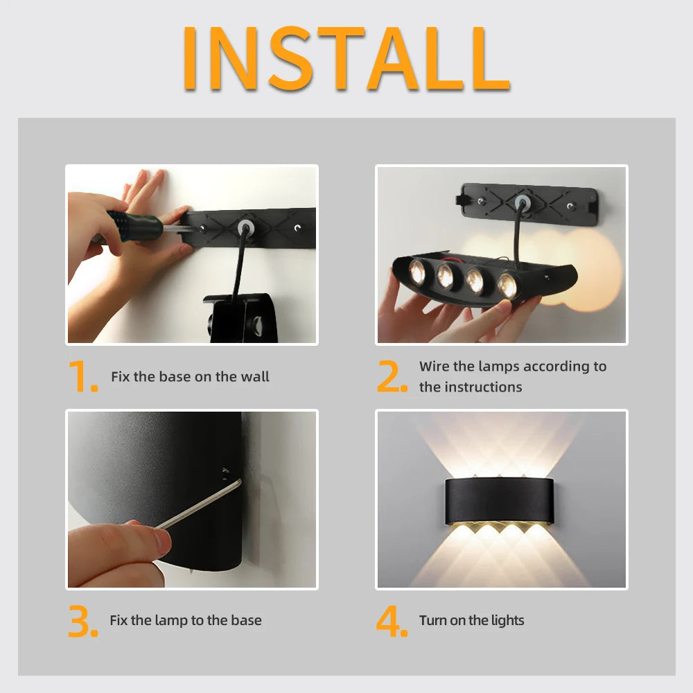 applique murale extérieure led luminaire étanche pour jardin décoratif - vue 6 sur 14