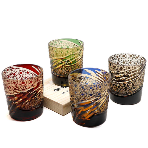 Verre whisky edo kiriko gravé main style japonais