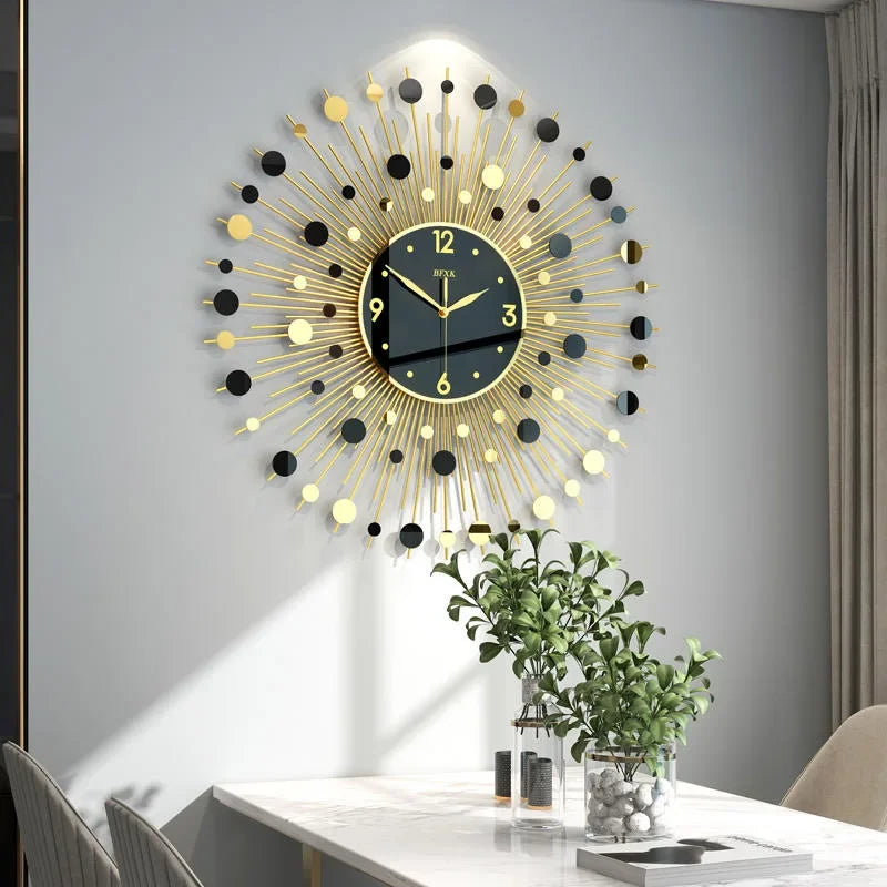horloge murale luxe design créatif silencieuse pour décoration moderne - vue 4 sur 8