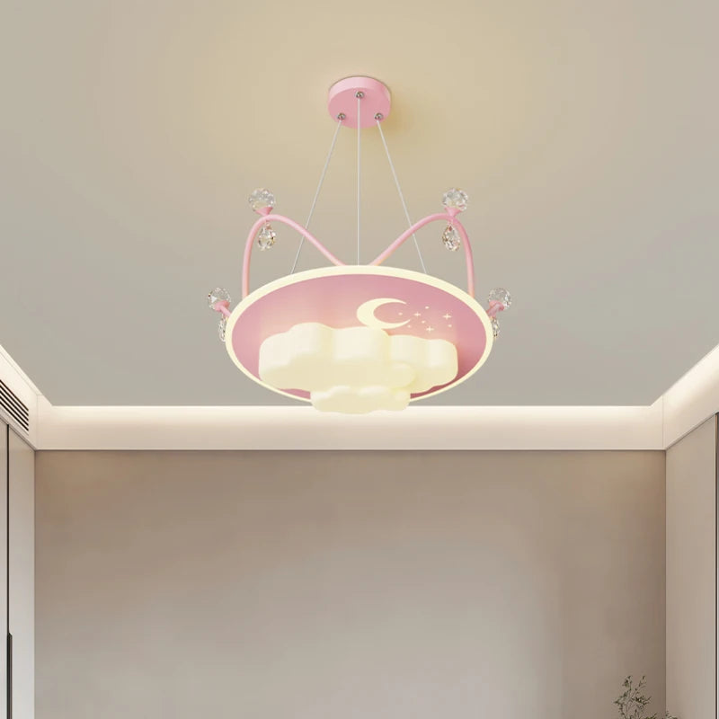 lustre nuage cristal romantique pour chambre d'enfant décoratif - vue 3 sur 21