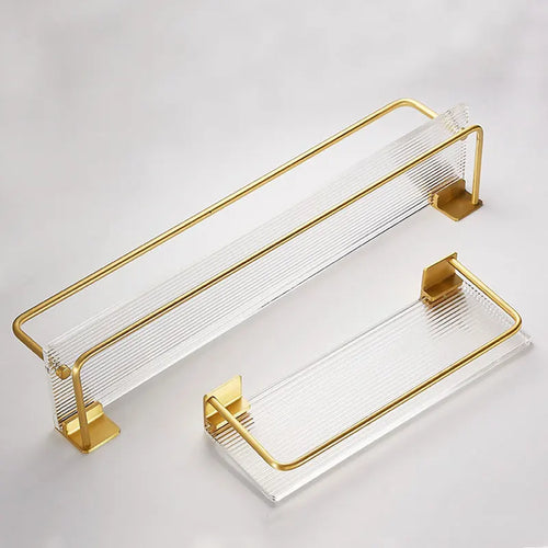 DOOKOLE Bathroom Floating Shelves Gold, Wall Mounted Storage Shelves with Towel Bar for Bathroom, Kitchen, Bedroom - vue 5 sur 11