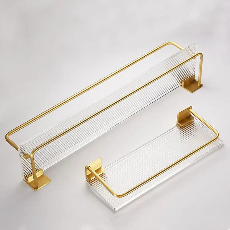 DOOKOLE Bathroom Floating Shelves Gold, Wall Mounted Storage Shelves with Towel Bar for Bathroom, Kitchen, Bedroom - vue 4 sur 11