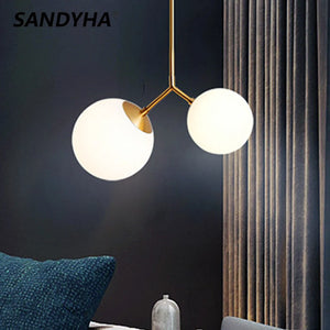 Simple modern sandyha chandelier with 2 LED globes