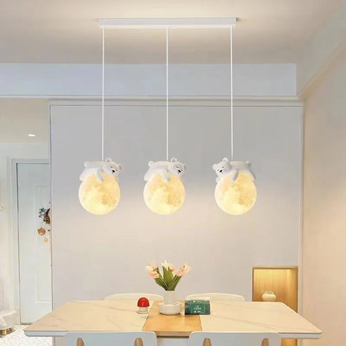 Modern children's bedroom minimalist little bear LED pendant light - vue 4 sur 10