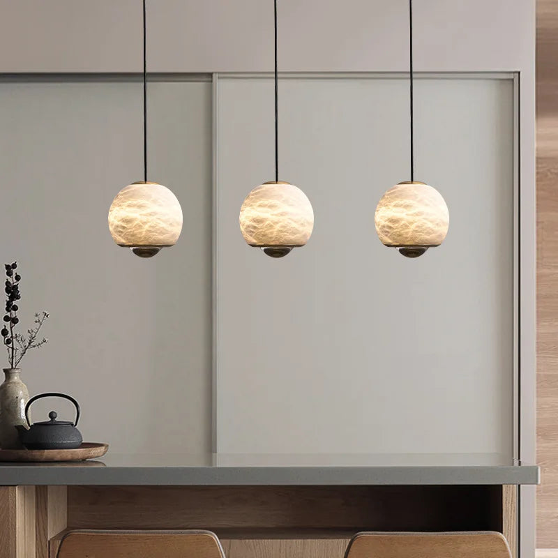 suspension nordique en marbre led pour île cuisine - vue 8 sur 7