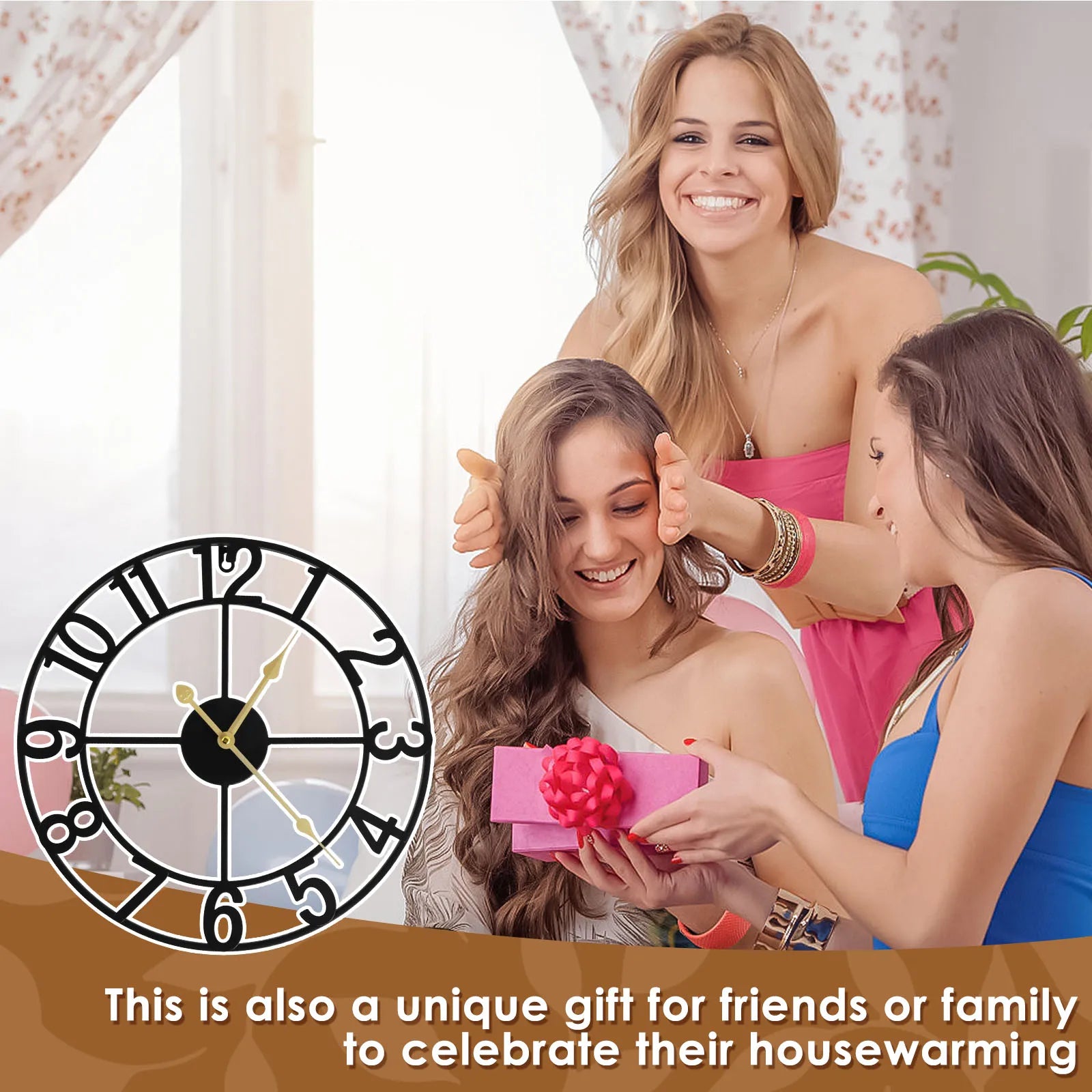 horloge murale silencieuse ronde pour décoration intérieure élégante - vue 9 sur 8