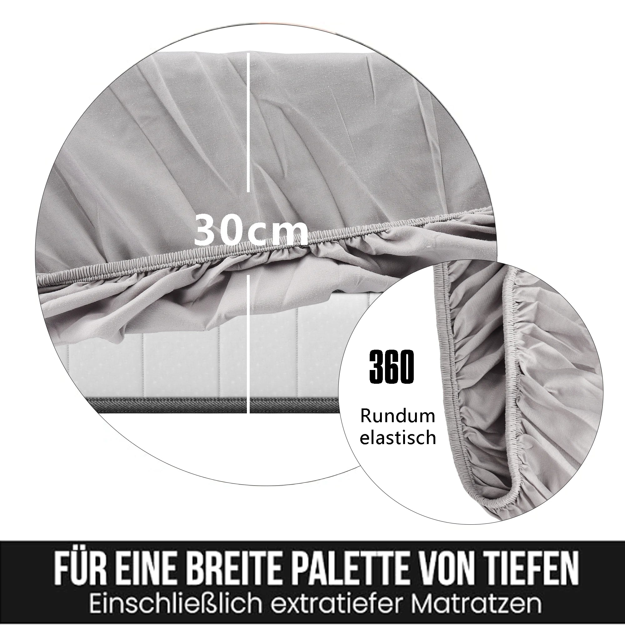 Bed Linen 4-Piece Bedding Sets,1 Duvet Cover 140x210cm & 2 Pillowcases 80x80cm & 1 Fitted Sheet 140x 200x30cm,Polyester,grey - vue 5 sur 6