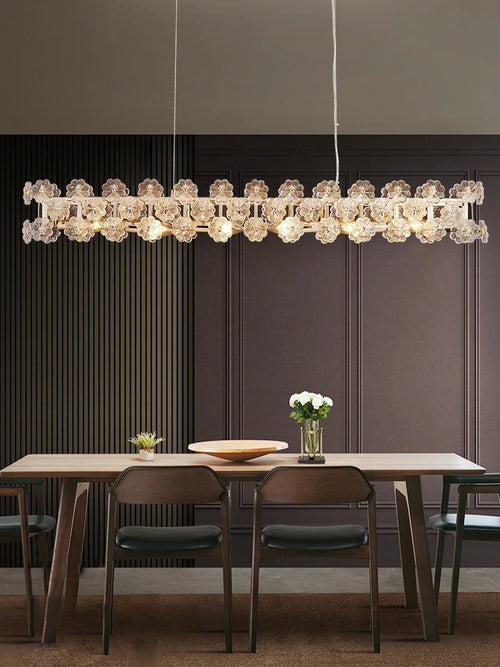 lustre postmoderne nordique de luxe en verre créatif en forme de fleur