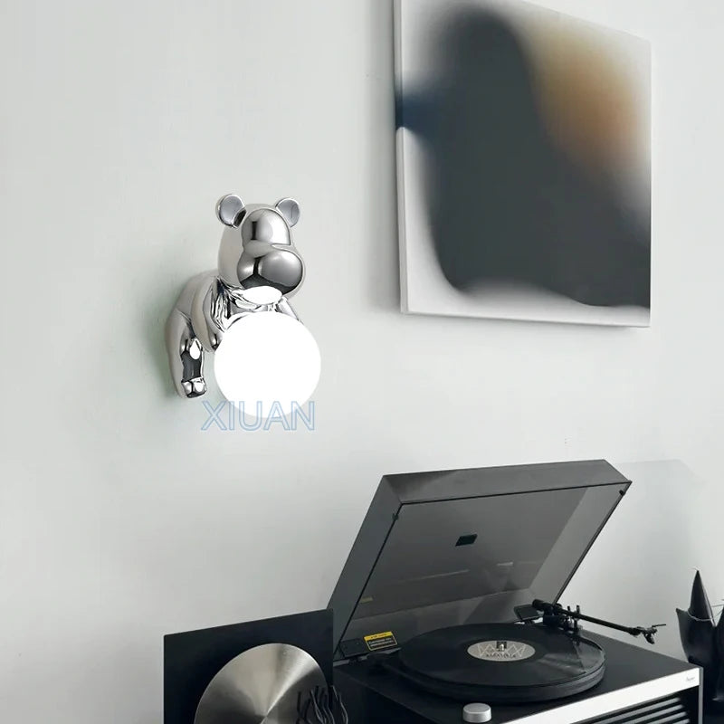 applique murale ours en résine et verre pour enfant - vue 3 sur 18