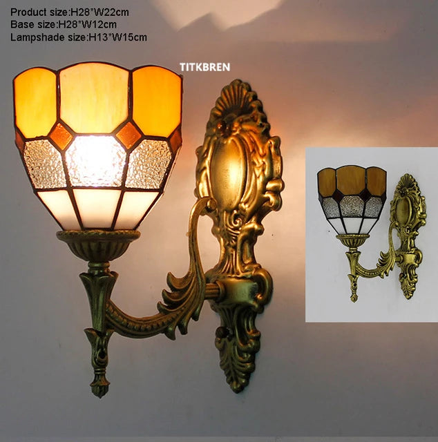 applique murale fleurs turques abat-jour baroque en verre décoratif - vue 10 sur 17