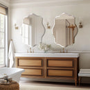 LUVODI Minimalist Frameless Wall Hanging Mirror Asymmetrical Vanity Mirror with Beveled Edge for Bathroom,Entryway