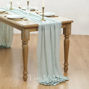 Vintage beige cotton gauze table runner for weddings