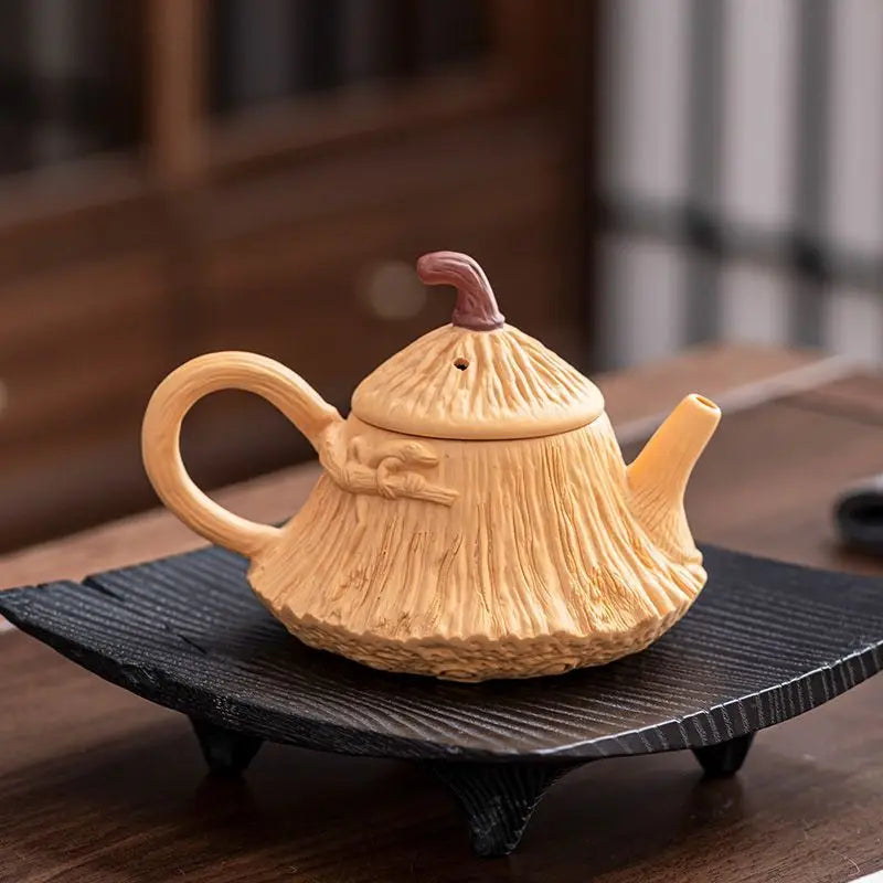 Théière semi manuelle en terre cuite motif lotus