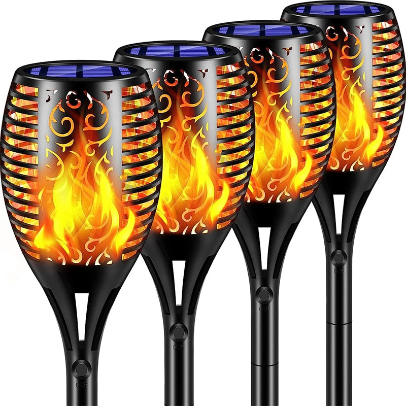 lampes solaires extérieures led flamme vacillante étanche jardin éclairage paysager - vue 7 sur 8