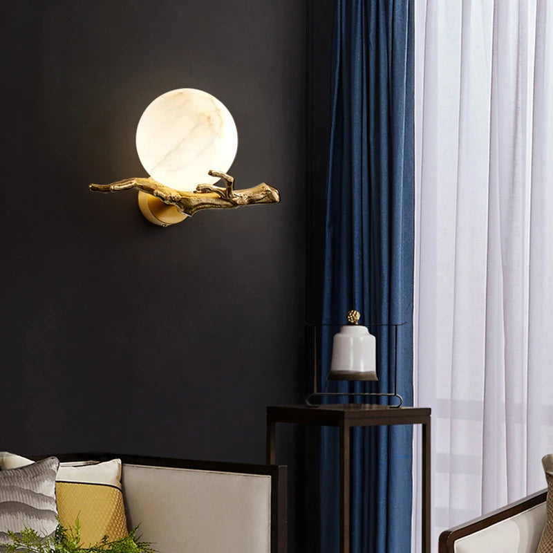 applique murale en cuivre et marbre naturel design élégant pour intérieur - vue 5 sur 7