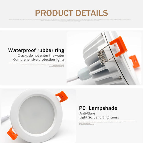spot led encastré étanche pour éclairage intérieur/extérieur - vue 3 sur 9