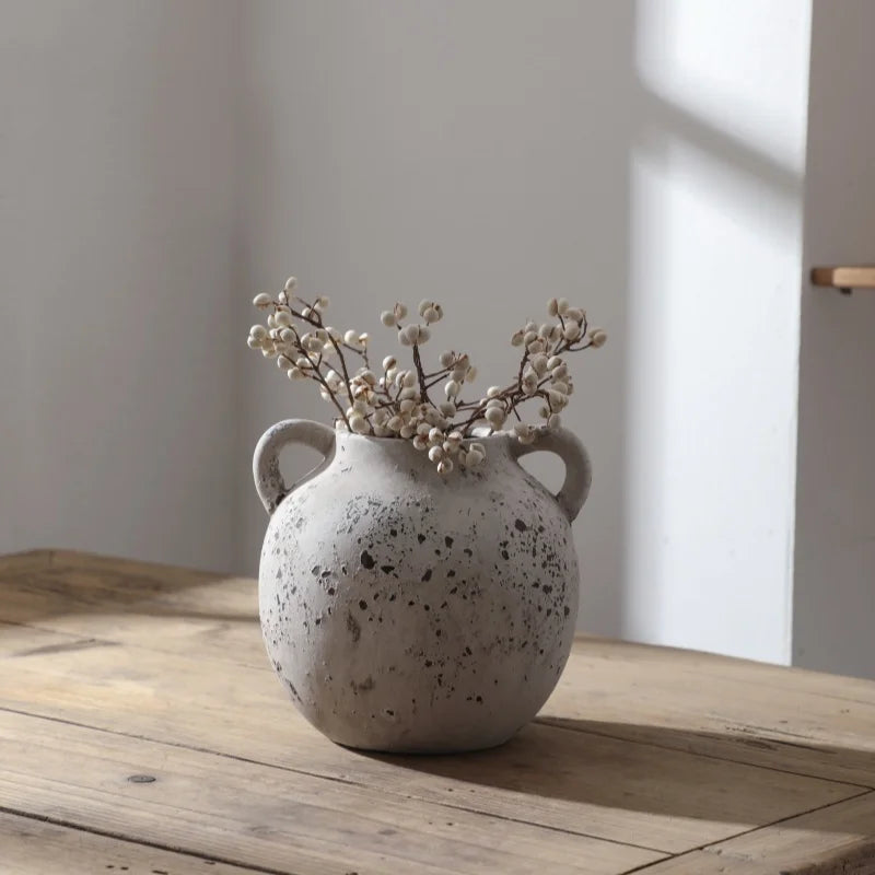 vase en céramique rétro pour fleurs séchées décoration maison artisanale - vue 5 sur 7