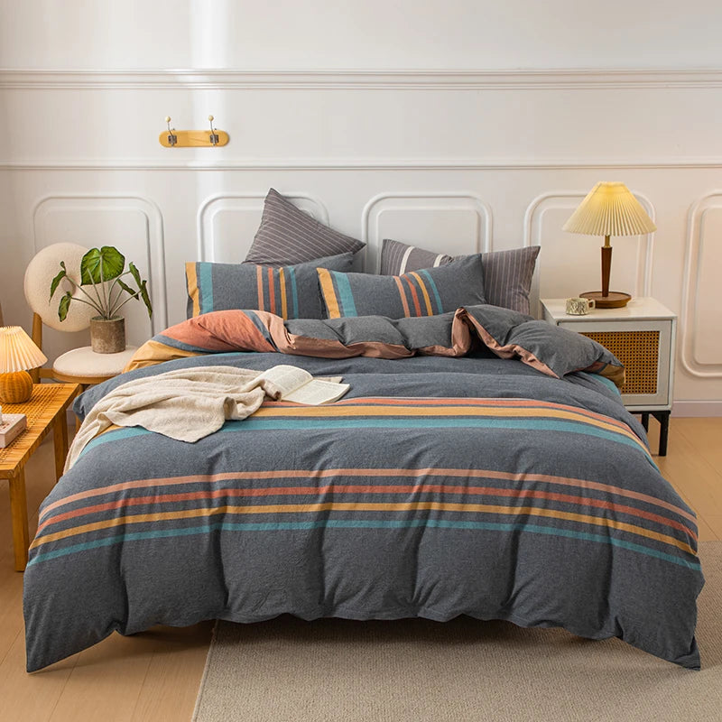 housse de couette en coton à carreaux pour lit double