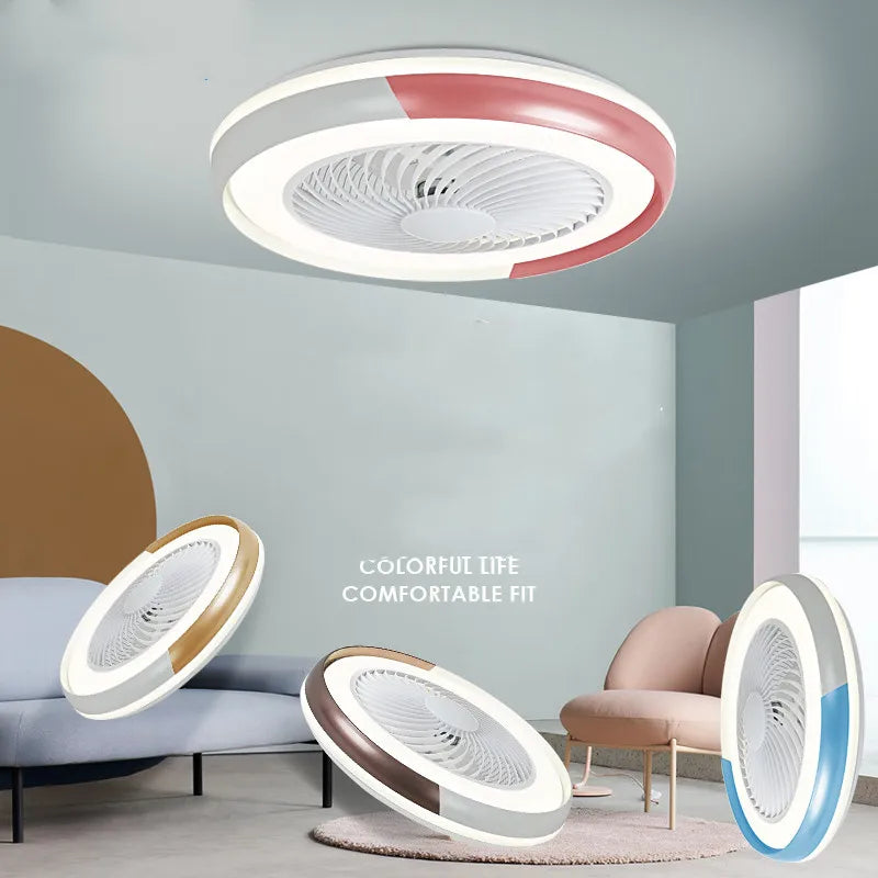 plafonnier moderne nordique avec ventilateur led intelligent et silencieux - vue 2 sur 18
