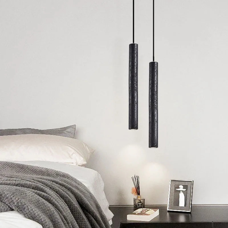 Suspension led ultra-fin en pierre à trous noirs minimaliste moderne - vue 4 sur 6