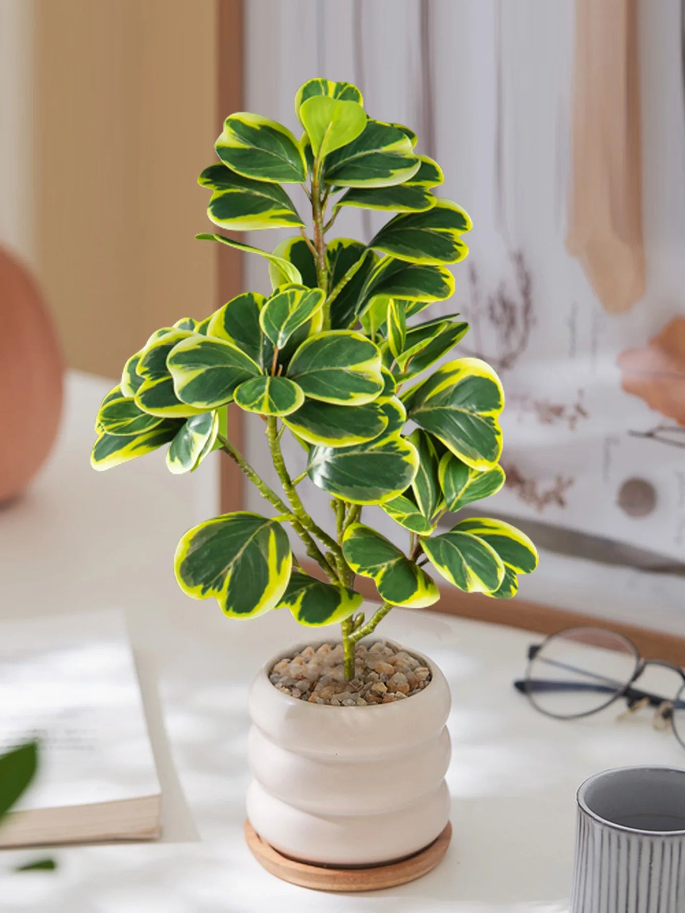 petites plantes artificielles feuilles de cœur décoration intérieure et extérieure - vue 2 sur 9