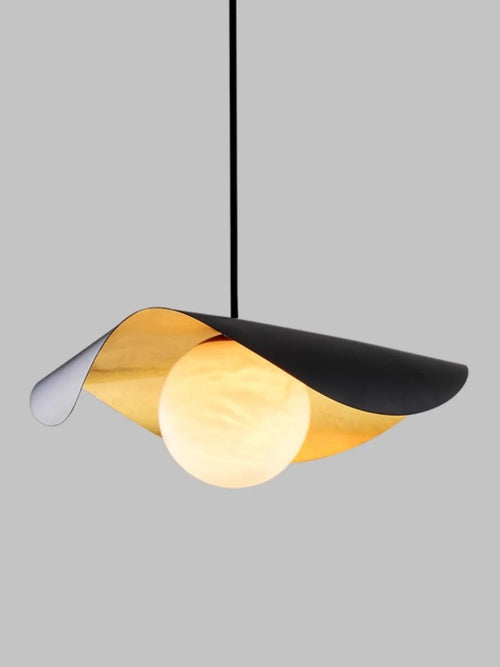 lustre en laiton et marbre avec suspension - vue 2 sur 16