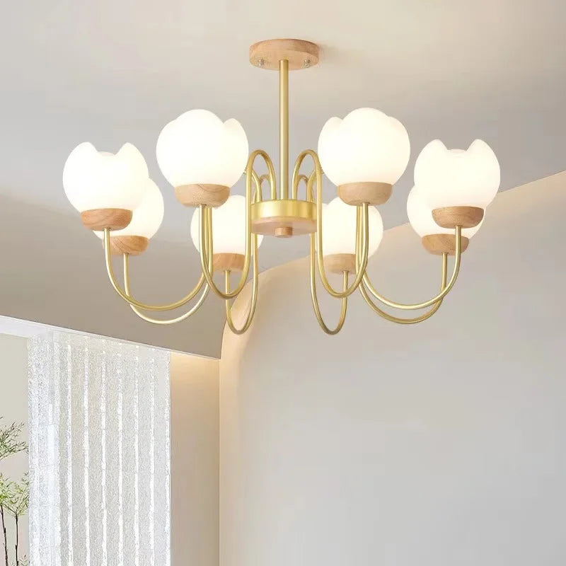 lustre nordique en bois massif pour décoration intérieure élégante - vue 4 sur 9