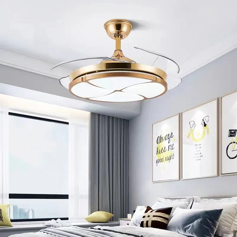 plafonnier moderne silencieux avec lumière intégrée et ventilateur - vue 2 sur 12