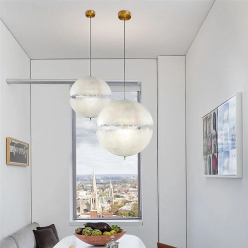 Suspension lune led style italien en fibre de verre