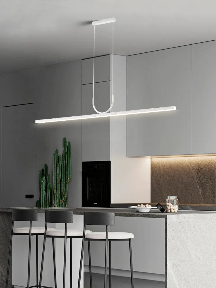 lustre simple noir/blanc long tube à LED - vue 5 sur 12
