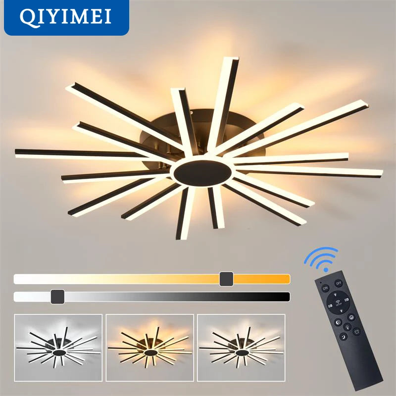 Plafonnier led intelligent moderne à intensité variable avec télécommande - vue 6 sur 8