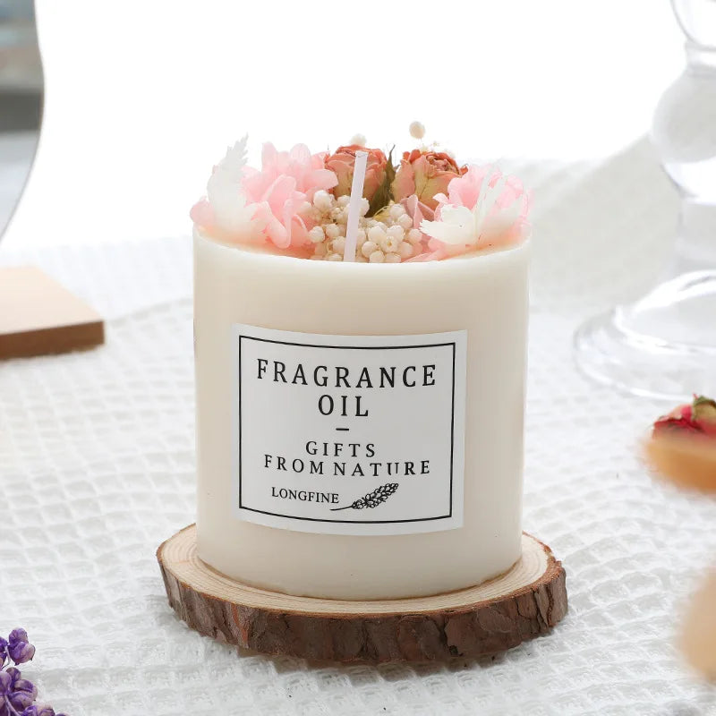 bougie parfumée fleurs séchées en cire de soja décorative et romantique - vue 10 sur 16