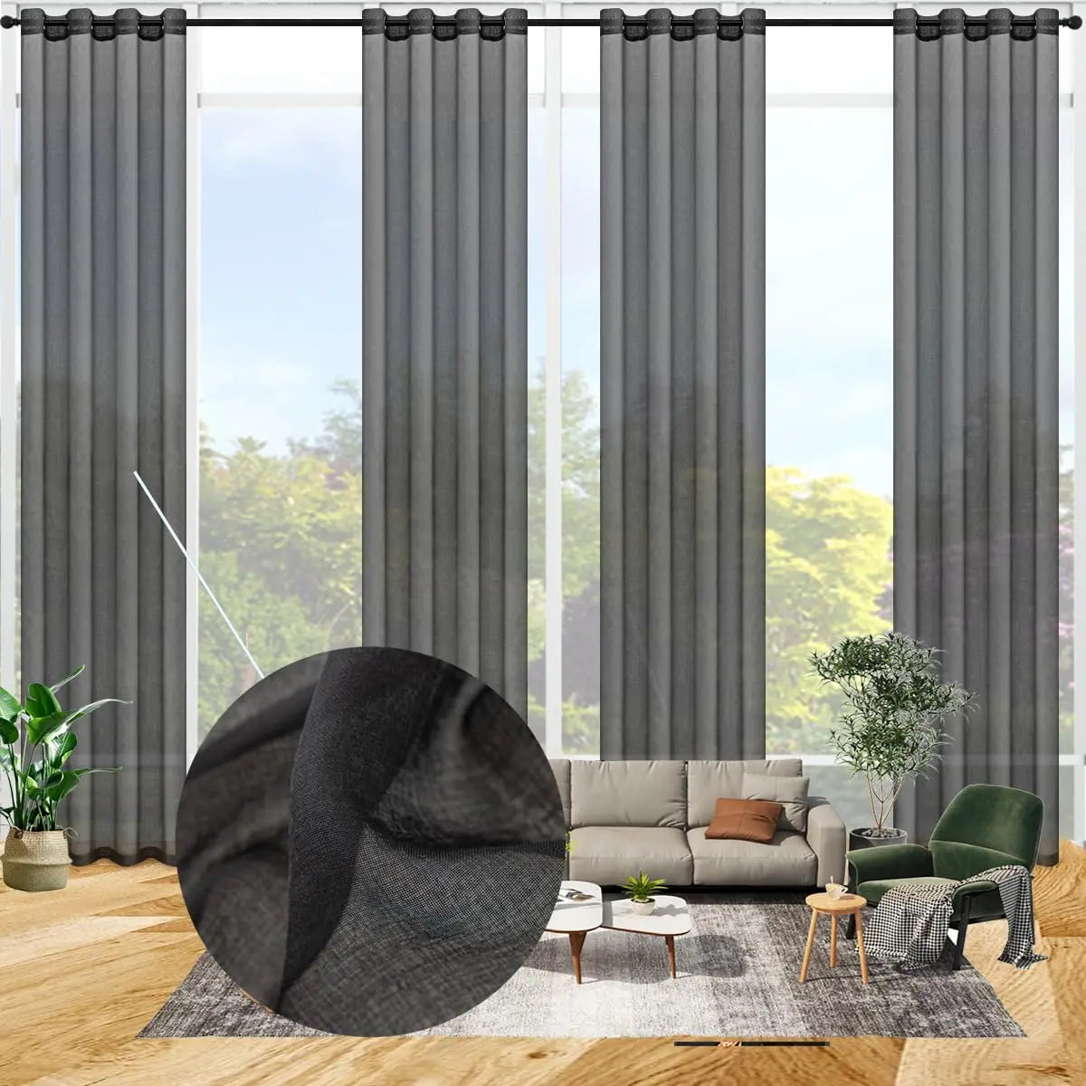 Voilage rideau faux lin sur mesure extra long - vue 3 sur 10