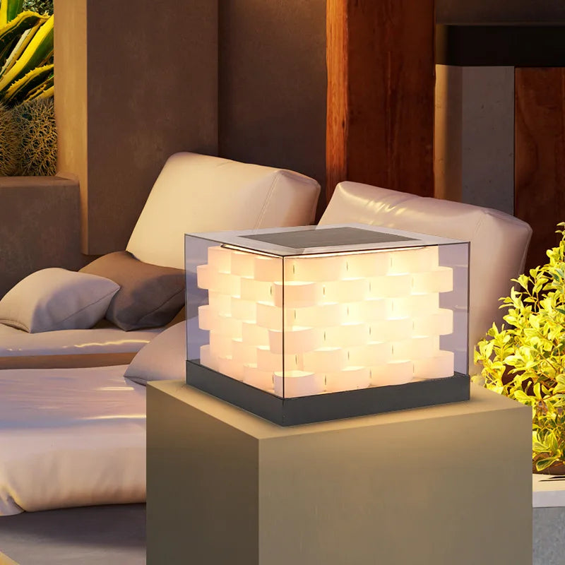pilier lumière solaire extérieure étanche pour jardin villa - vue 4 sur 14