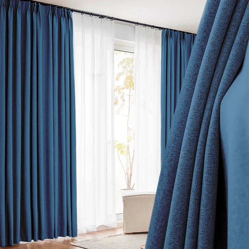 Rideau occultant aspect lin moderne salon chambre - vue 8 sur 11