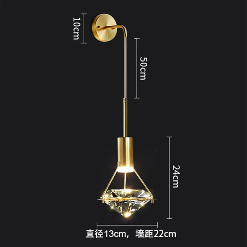 applique murale cuivre luxe minimaliste chambre lampe chevet 5w chaud - vue 8 sur 8