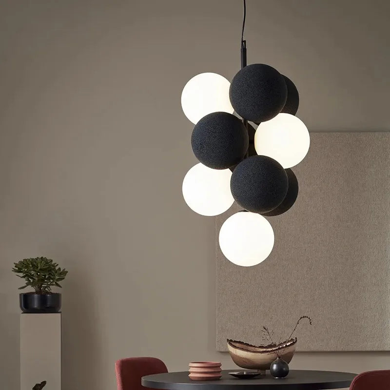 lustre créatif en velours design pour espace contemporain - vue 4 sur 12