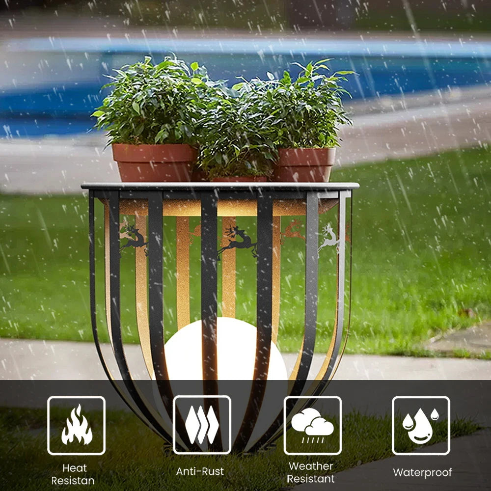 lampe solaire imperméable en treillis pour jardin villa table - vue 11 sur 12