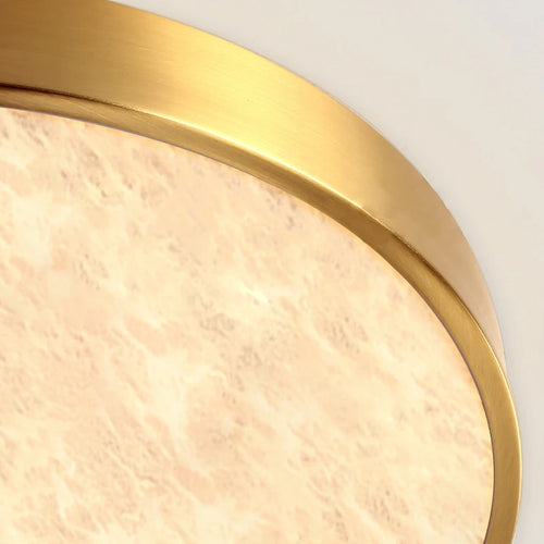 plafonnier luxueux en laiton led monté en marbre circulaire - vue 7 sur 8